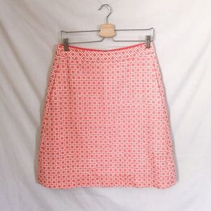 trina turk // pink square print a-line midi skirt